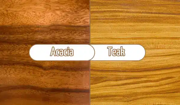 Comparison of acacia and teak wood grain patterns for the best large wood cutting board