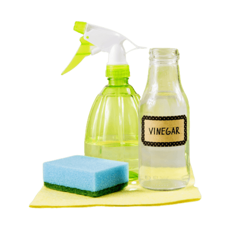 Mix equal parts white vinegar and water in a spray bottle.