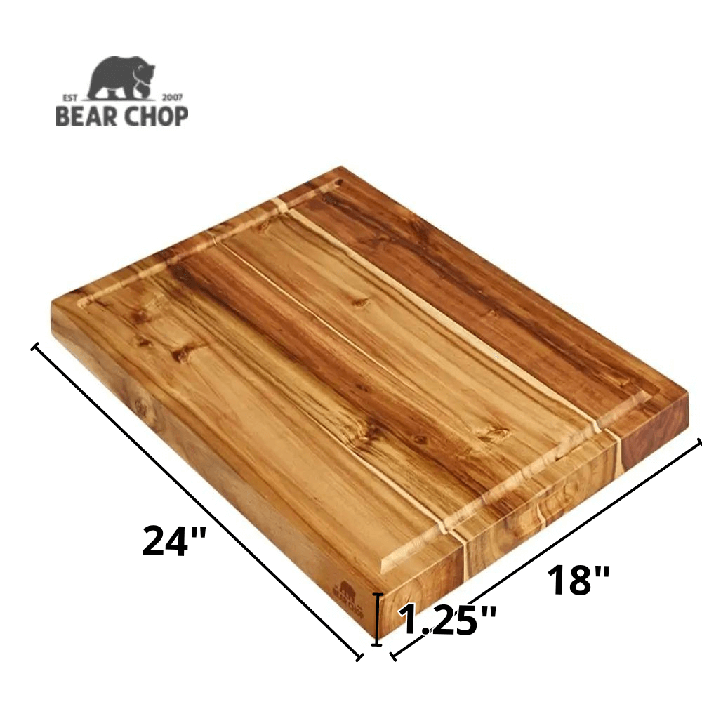Extra Large Acacia Wood Cutting Board - 24x18 Inch With Juice Groove & Handles
