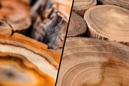 Teak vs. Acacia wood grain comparison for cutting boards – highlighting natural textures, durability, and suitability for edge grain boards.